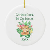 Personaliseer Baby eerste kerstfeest Baby Tijger G Keramisch Ornament (Achterkant)