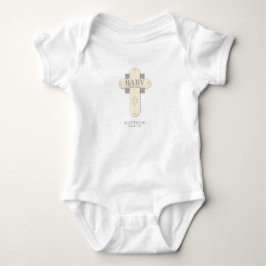 Personaliseer, Baby Inwijding Crème & Grijze Kruis Romper