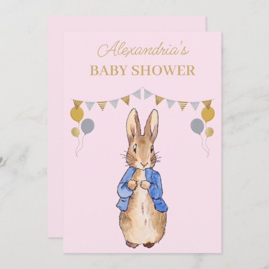 Personaliseer Baby shower Peter het konijn Kaart (Voorkant / Achterkant)