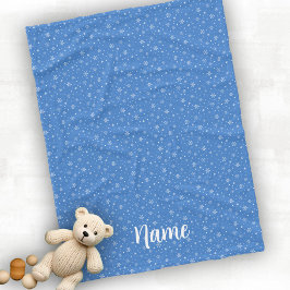 Personaliseer Baby Winter Snowflakes Blue Fleece Deken