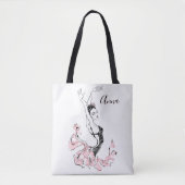 Personaliseer Ballerina Sketch Roze Blauw Tote Bag (Voorkant)