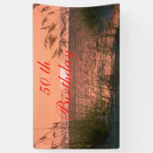 Personaliseer Banner, 50e verjaardag, Beach Sunris Spandoek (Verticaal)