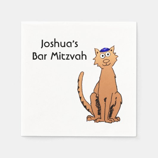 Personaliseer Bar Mitzvah Kippah Kattenfeest Serve Servetten (Voorkant)