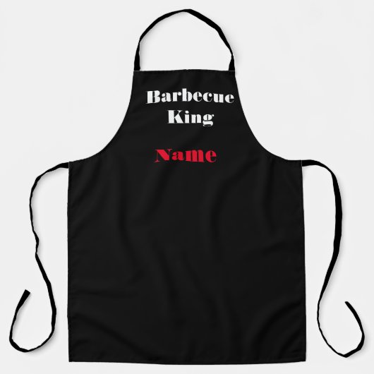 Personaliseer Barbecue King Zwart Schort (Voorkant)