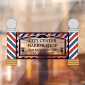 Personaliseer  Barber Shop Poles Front Raamsticker (Vel 2)