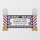 Personaliseer  Barber Shop Poles Front Raamsticker (Vel)