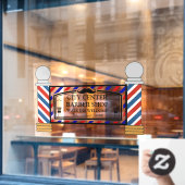 Personaliseer  Barber Shop Poles Front Raamsticker (Cafe Raam)