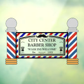 Personaliseer  Barber Shop Poles Front Raamsticker (Vel 3)