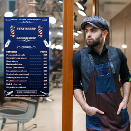 Personaliseer Barber Shop Zeer gedetailleerde prij Raamsticker