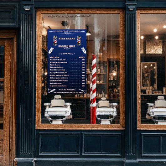 Personaliseer Barber Shop Zeer gedetailleerde prij Raamsticker