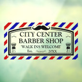 Personaliseer  Barber Winkel Business Front Raamsticker (Vel 3)