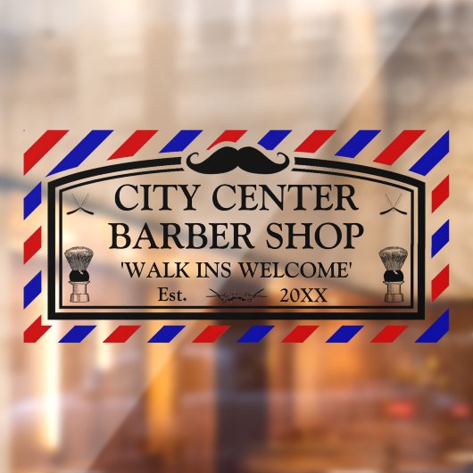 Personaliseer  Barber Winkel Business Front Raamsticker (Vel 2)
