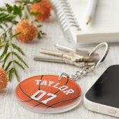Personaliseer Basketbalspeler Naam en Nummer Sleutelhanger (Voorkant Rechts)