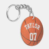 Personaliseer Basketbalspeler Naam en Nummer Sleutelhanger (Voorkant Links)