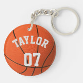 Personaliseer Basketbalspeler Naam en Nummer Sleutelhanger (Achterkant)