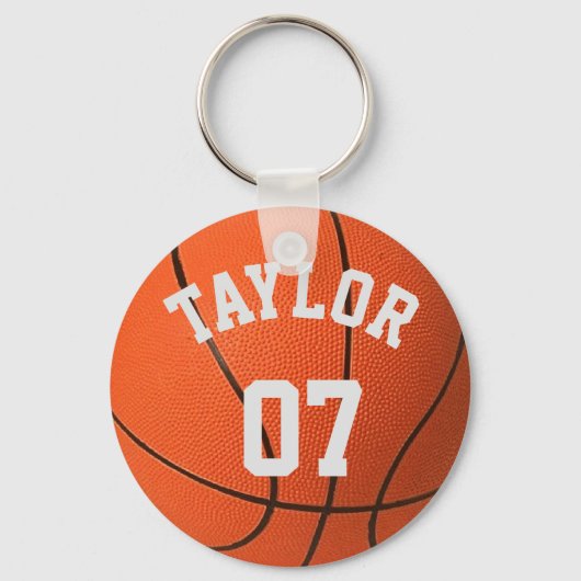 Personaliseer Basketbalspeler Naam en Nummer Sleutelhanger (Voorkant)