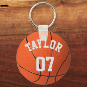 Personaliseer Basketbalspeler Naam en Nummer Sleutelhanger (Voorkant)