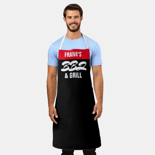 Personaliseer BBQ & Grill Aangepaste NAAM Persoonl Schort (Gedragen)