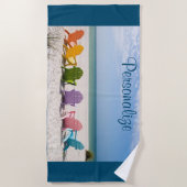 Personaliseer Beach met Colorful Beach Chairs Strandlaken (Voorkant)