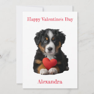 Personaliseer Berner Mountain Puppy Valentijn Feestdagenkaart
