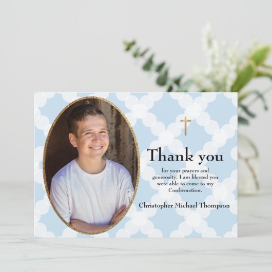 Personaliseer Bevestiging Jongen Bedankt (Staand voorkant)