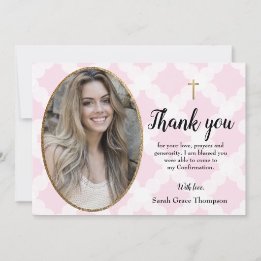 Personaliseer Bevestiging tiener meisje foto dank  Bedankkaart (Voorkant)