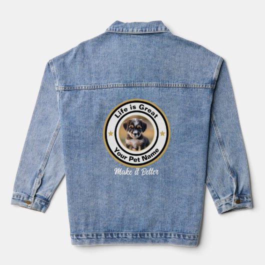 Personaliseer bewerkbare Pet Lovers Design Denim Jacket (Achterkant)