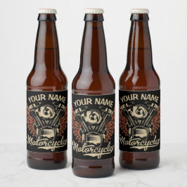 Personaliseer Biker Motorfietsen Motor Vleugels Ga Bier Etiket