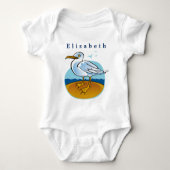 Personaliseer Bird Seagull op Brown Sandy Beach Romper (Voorkant)
