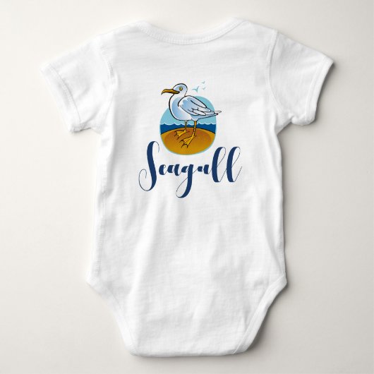 Personaliseer Bird Seagull op Brown Sandy Beach Romper (Achterkant)