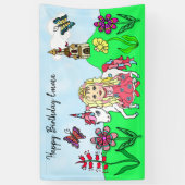 Personaliseer Birthday Banner Princess en Unicorn (Verticaal)