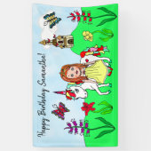 Personaliseer Birthday Banner Princess en Unicorn (Verticaal)