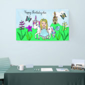 Personaliseer Birthday Banner Princess en Unicorn (Beurs)