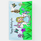 Personaliseer Birthday Banner Princess en Unicorn (Verticaal)