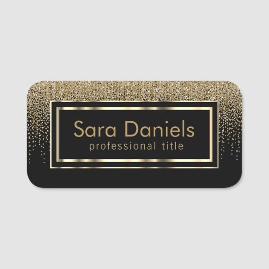 Personaliseer Black and Gold Business Naamplaatje (Voorkant)