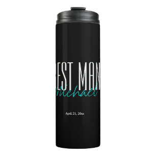 Personaliseer Black & Blue Best Man Thermosbeker