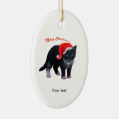Personaliseer Black Kitten Vrolijk Kerstfeest Keramisch Ornament (Rechts)