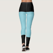 Personaliseer Black Robin Egg Blue Stripes Cat Ret Leggings (Achterkant)