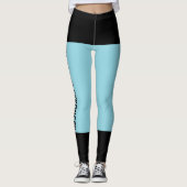 Personaliseer Black Robin Egg Blue Stripes Cat Ret Leggings (Voorkant)