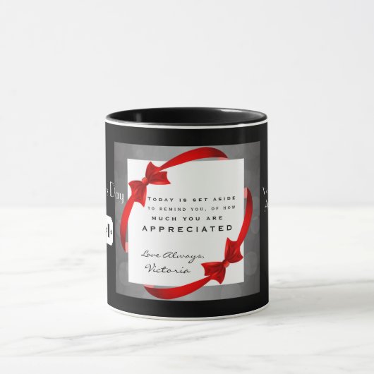 Personaliseer Black White Happy Fathers Day Pap Mok (Midden)