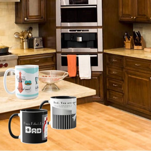 Personaliseer Black White Happy Fathers Day Pap Mok