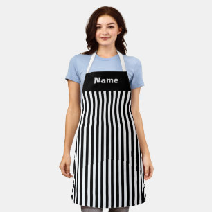 Personaliseer Black White Stripes Chef Schort