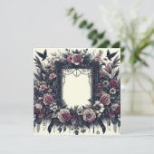 Personaliseer Blank Kaart Sjabloon Gothic Bloemen (Staand voorkant)