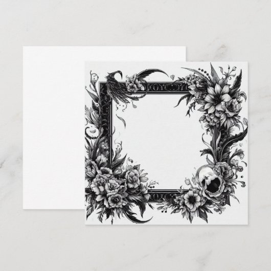 Personaliseer Blank Kaart Sjabloon Gothic Bloemen (Voorkant / Achterkant)