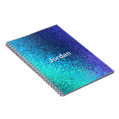 Personaliseer Blauw Abstract Voeg Naam toe Notitieboek (Rechterzijde)