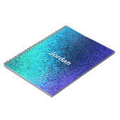 Personaliseer Blauw Abstract Voeg Naam toe Notitieboek (Linkerzijde)