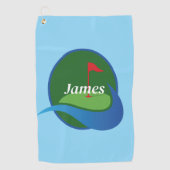Personaliseer blauw golfhanddoek (Voorkant)
