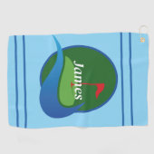 Personaliseer Blauw Golfhanddoek (Horizontaal)