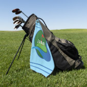Personaliseer Blauw Golfhanddoek (Groen)