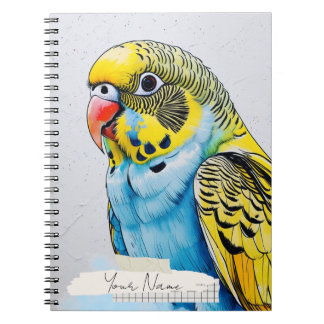 PERSONALISEER Blauw Parkiet Vogel Collage Notitieb Notitieboek